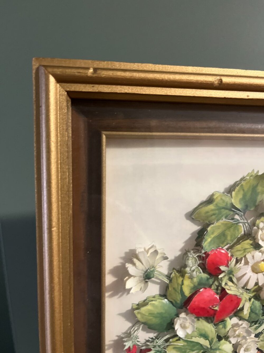 Strawberry Framed 3D Metal Art Vintage Handmade Gallery Wall Decor Cottagecore - Picture 3 of 6
